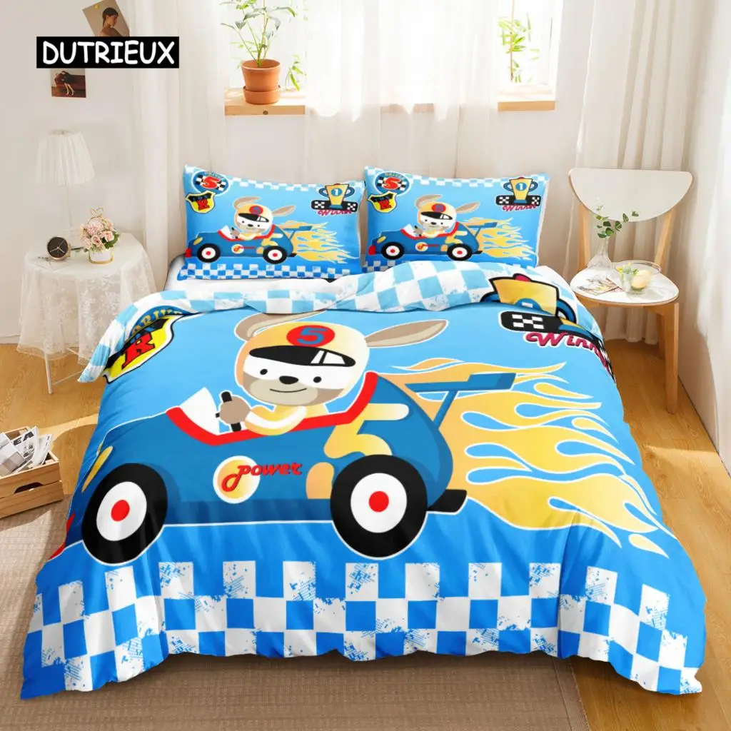 Cartoon Duvet Cover Set Cartton Car for Kids Teens Twin Bedding Set Bedclothes Car Theme Queen King Size Polyester Qulit Cover