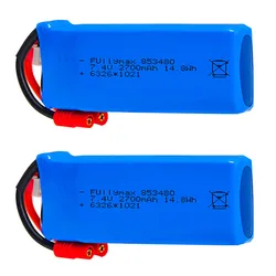 2S 7.4V 2700mAh Lipo Battery for Syma X8C X8W X8G Rc Drone Spare Parts 7.4V 853480 Battery banana Plug for RC Toys parts 1-10PCS