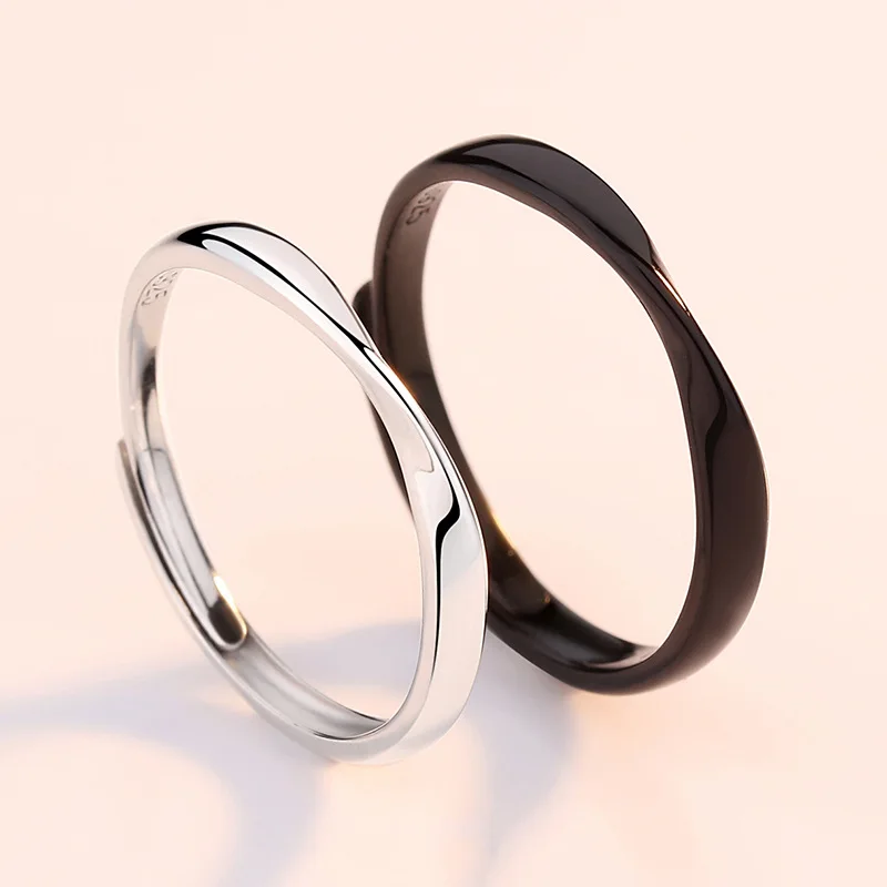 Mobius Coupled Rings Twisted Open Minimalist Promised Rings