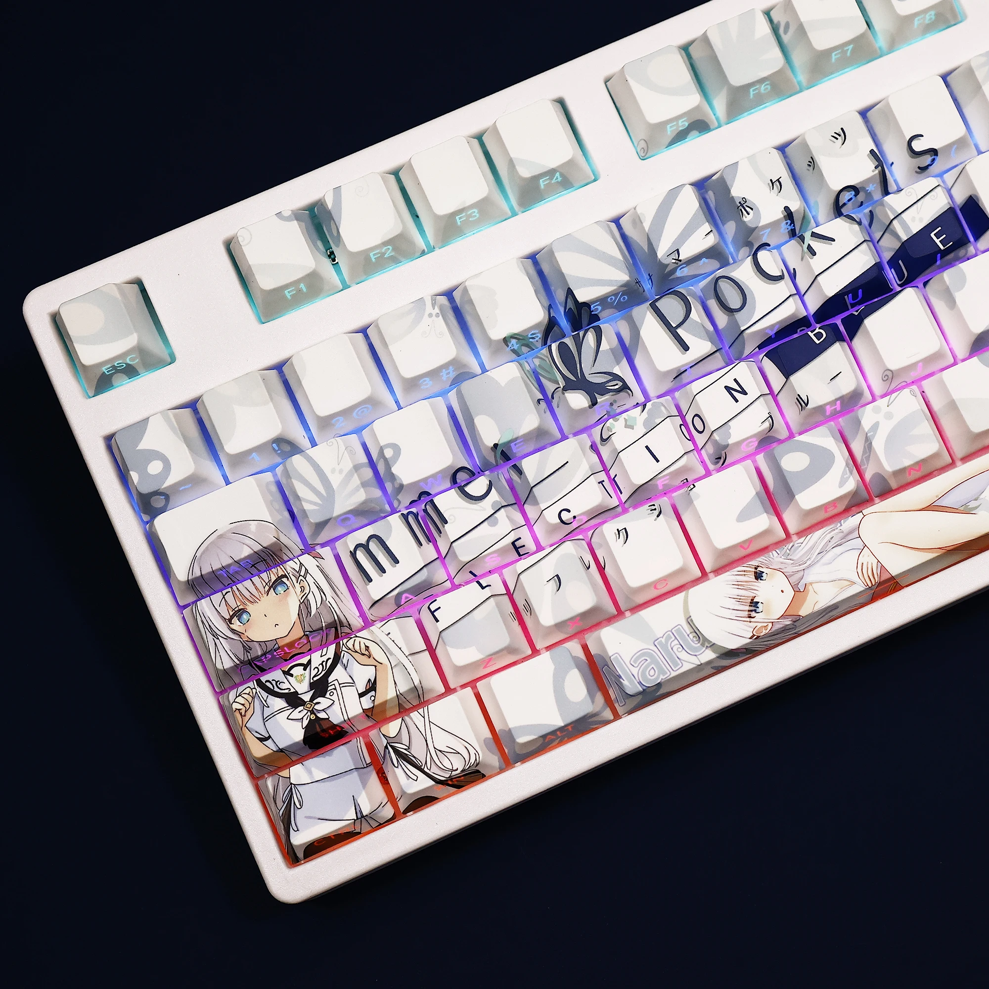 

108 Keys/Set Naruse Shiroha Summer Pockets Games Anime Custom PBT DIY Keycaps for Mechanical Keyboard MX Switch 87/91/104