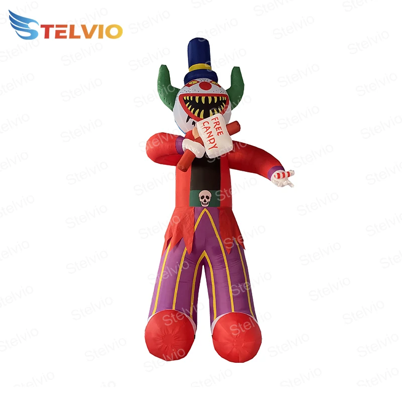 

Carnival Party Evil Doll Scary Moving Costume Slide Red Circus Cartoon Giant Inflatable Clown Model For Halloween Decoration