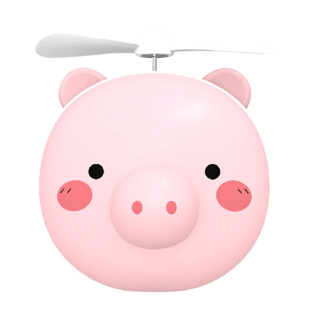

Compact LED Makeup Mirror with Mini Fan USB Rechargeable Portable Pig Design Travel Friendly Personal Cooling and Beauty Tool