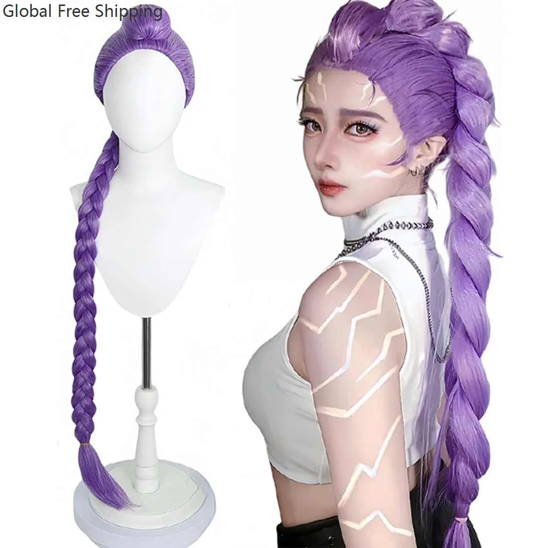 

Kpop Huntrix Rumi, парик для косплея, аксессуары для Хэллоуина, демонов, костюм охотника, реквизит, карнавальное нарядное платье, аксессуары для волос 2025