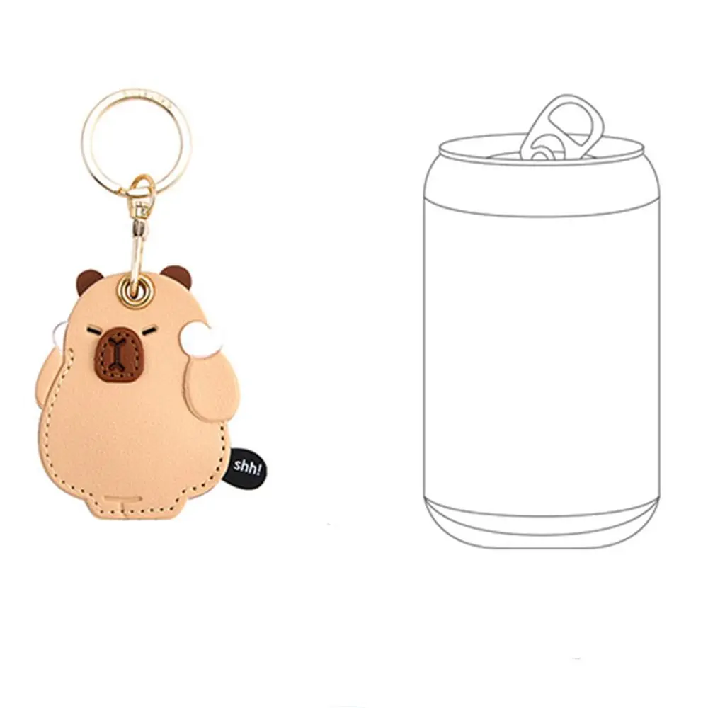 لطيف كابيبارا حامل بطاقة جلدية المفاتيح الدب هريرة بطاقة الوصول حافظة صغيرة الأرنب حقيبة حلقة رئيسية حلية #4