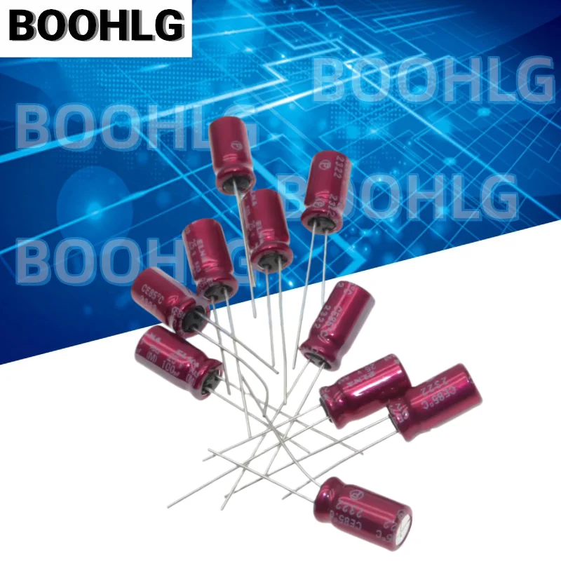 10PCS 100UF 25V Capacitor 25V 100UF 10X12.5 Infinite RBD Purple Red Robe