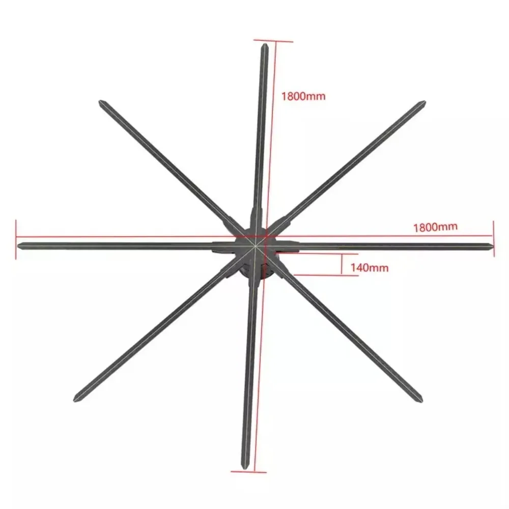 180Cm outdoor LED fan Christmas decorations 3D holographic advertising display holographic 3D holographic fan