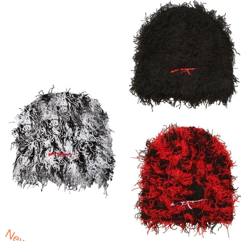 Balaclava Hats Messy Coil Slouchy for Women Fringed Hat Versatile LXAD