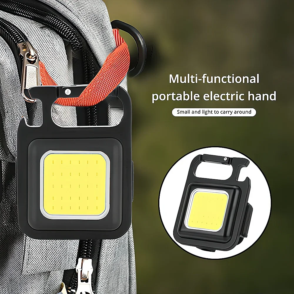 Mini Zaklamp Sleutelhanger Carry Led Cob Werklamp Flitslamp Waterdicht Usb Opladen Handig Noodverlichting Buiten Camping