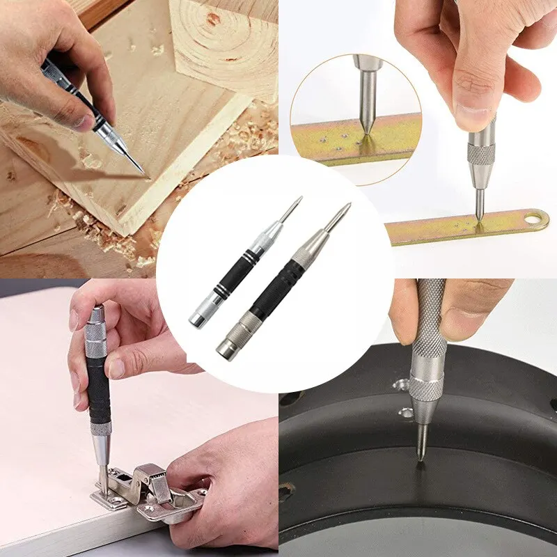 สปริงประเภท Automatic Center Punch Locator Glass Striker Window Breaker Punch Tool สําหรับการตั้งศูนย์ที่แม่นยําและการแตกกระจก