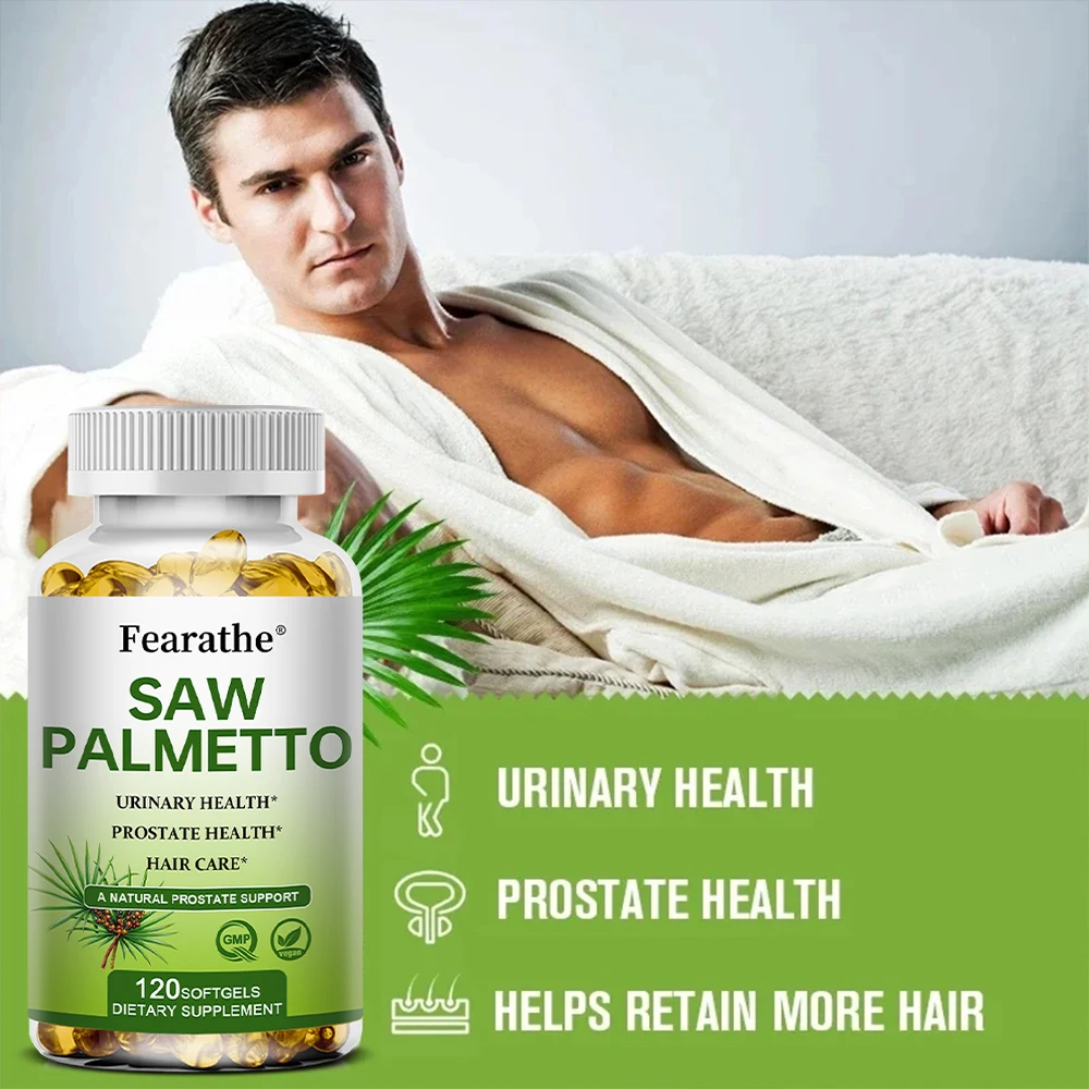 Organic Saw Palmetto 500 Mg Supports Prostate Health DHT Prevention Hair Supplements Urinary Tract Health