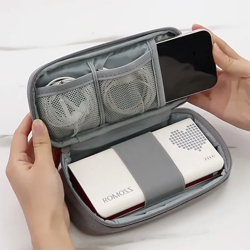 Power Bank Pouch for Pisen aigo Anker Romoss 10000/20000mAh Soft Oxford Power Bank Storage Bag with Mesh Pocket Travel Tech Bag