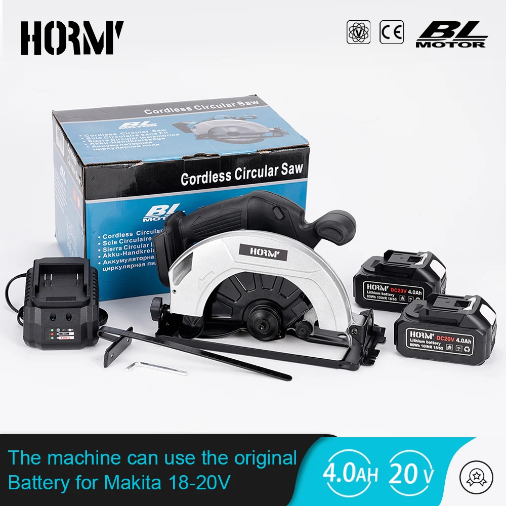 Hormy Brushless Electric Circular Saw Cordless Electric Saw 0° to 45° Adjustable Woodworking Cutting Tool For Makita 18V Battery