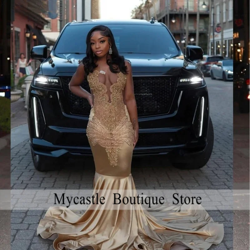 فستان حورية البحر اللامع المخصص بحورية البحر للحفلات الراقصة 2026 للفتيات باللون الأسود الماسي والكريستال المطرز كيب فستان رسمي لحفلات أعياد الميلاد #5