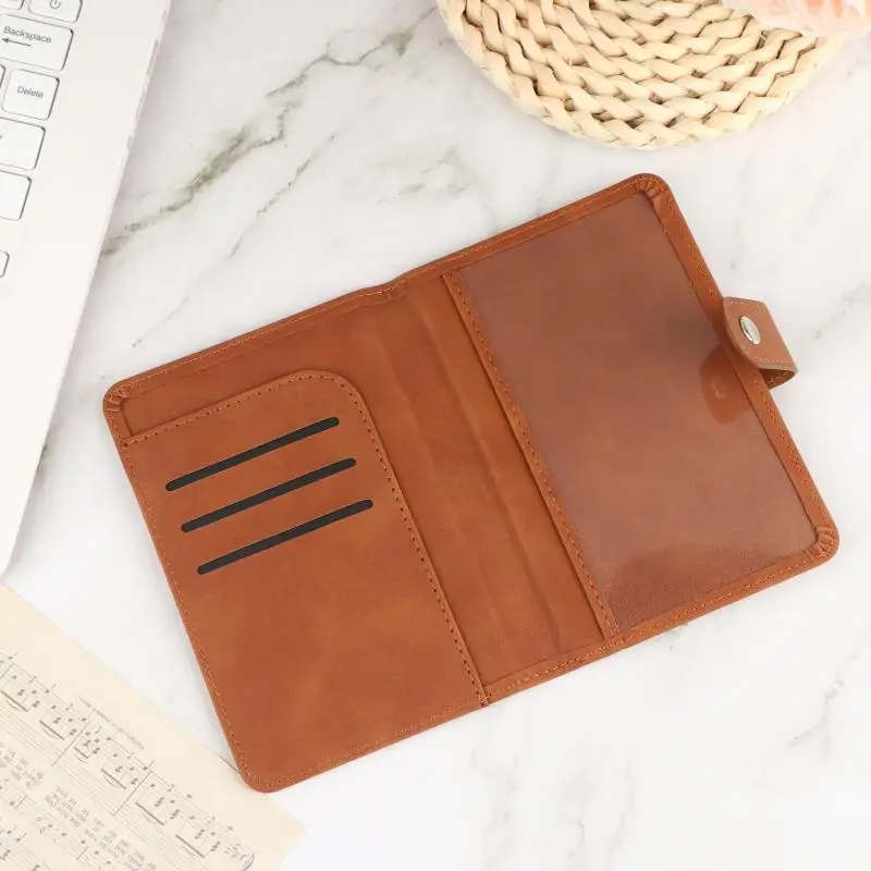 New New Airplane Embossed PU Leather Passport Cover Snap Button Multi Card Slot Travel Passport Holder Business Trip Vacation