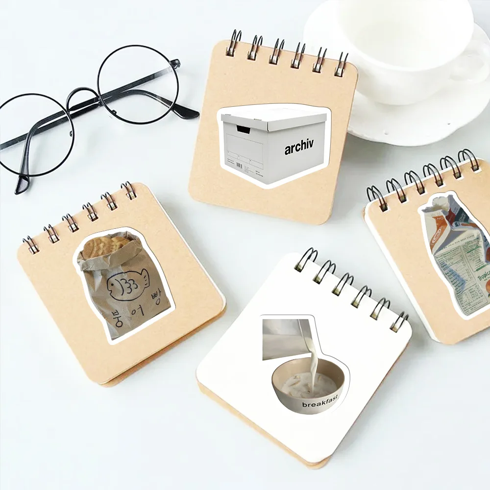 57Pcs Vintage Ins Simple Cute Stickers Cartoon Decals DIY Laptop Fridge Phone Scrapbook Cool Graffiti Sticker