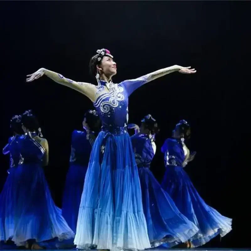 Robe Hanfu ancienne élégante, Style chinois ethnique traditionnel, Costume de danse classique, pratique féminine, vêtements de danse Yangko