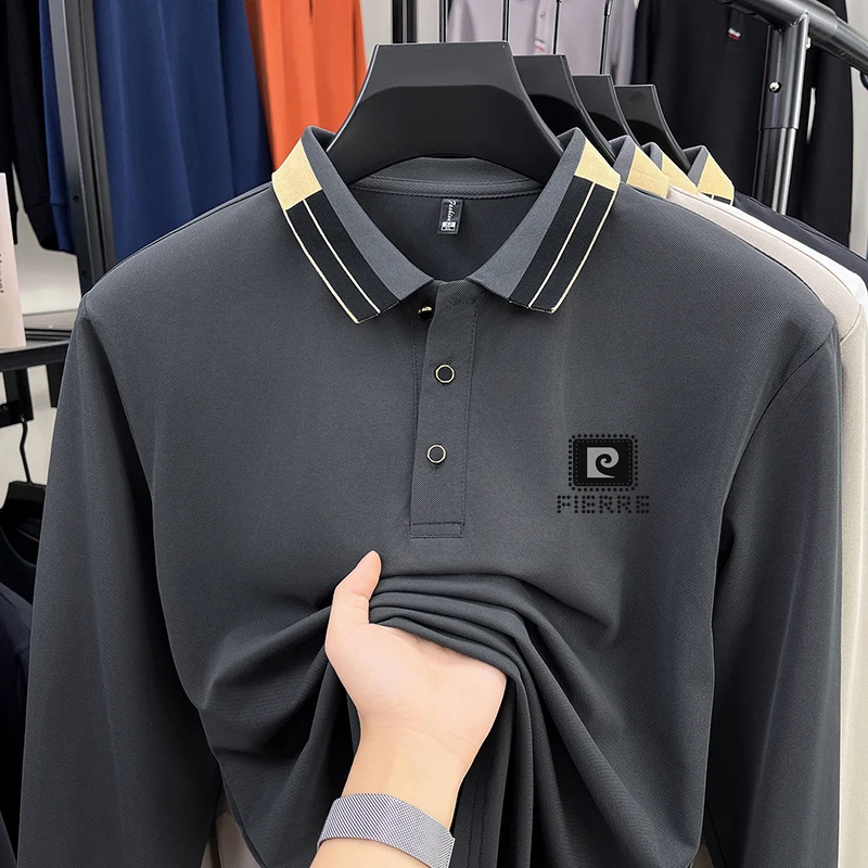 

Cotton Long Sleeved T-shirt Men's Spring and Autumn Casual Breathable Top POLO Shirt