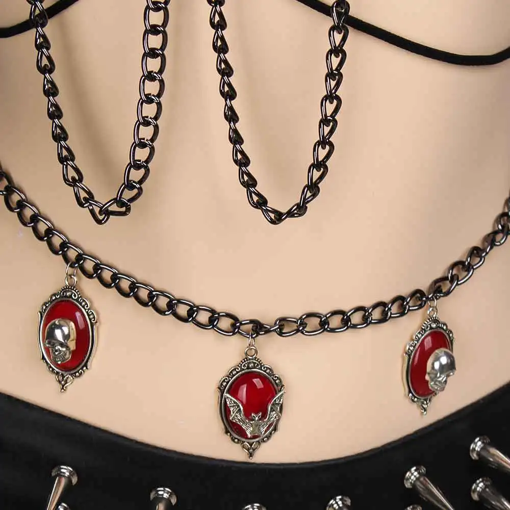 Goth Grunge Emo Chain Teen Punk Rock Festival Bra Digital DIY Rave Outfits Kawaii Spike Studded Rivet Y2K Halter Camisole TOPS