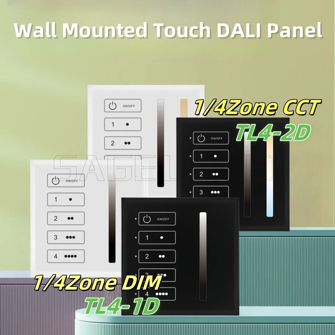 SKYDANCE TL4-1D TL4-2D 1Zone or 4Zone Wall Mounted Touch DALI Panel 1/4DALl address support DT6 dimming DT8-TC color temperature