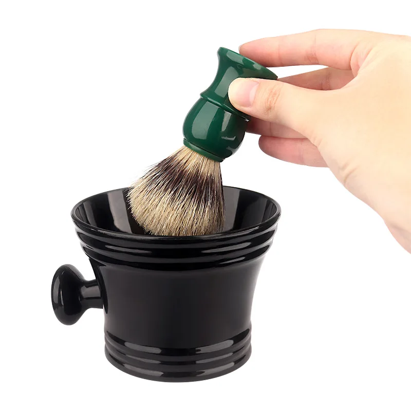 Men's soft hair facial brush, old-fashioned manual shaving brush, shaving soap cream, foam brush, barber shop beard brush view 6