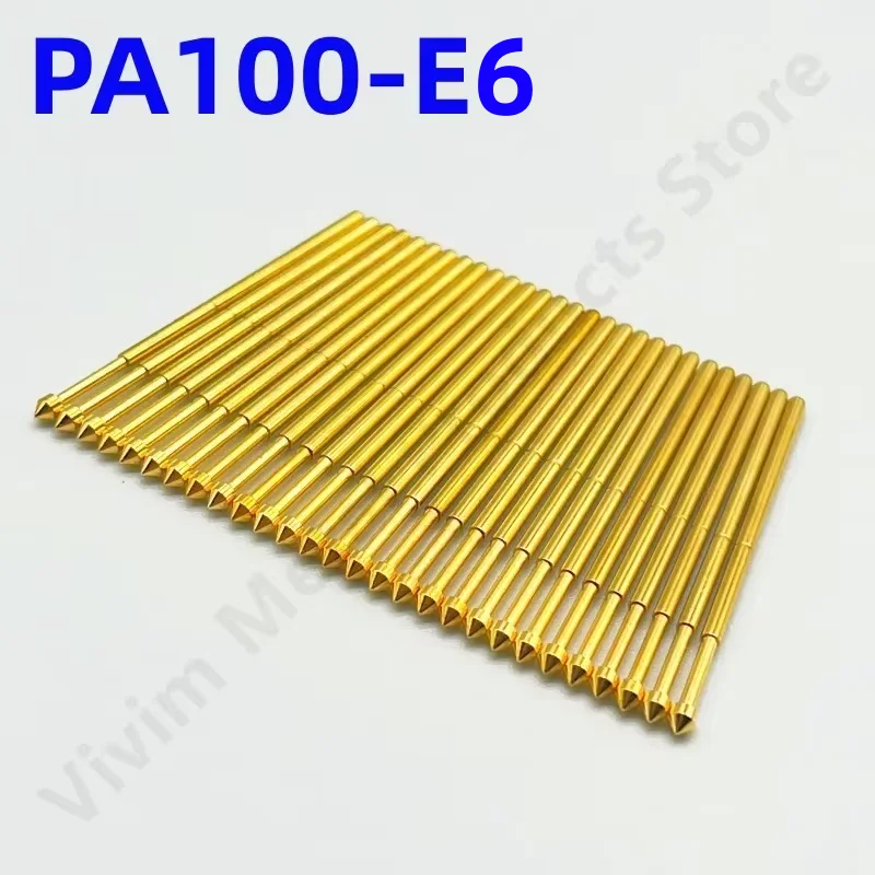 100PCS PA100-E6 Spring Test Probe PA100-E Test Pin P100-E P100-E6 Test Tool 33.35mm 1.36mm Needle Gold Tip Dia 3.0mm Pogo Pin