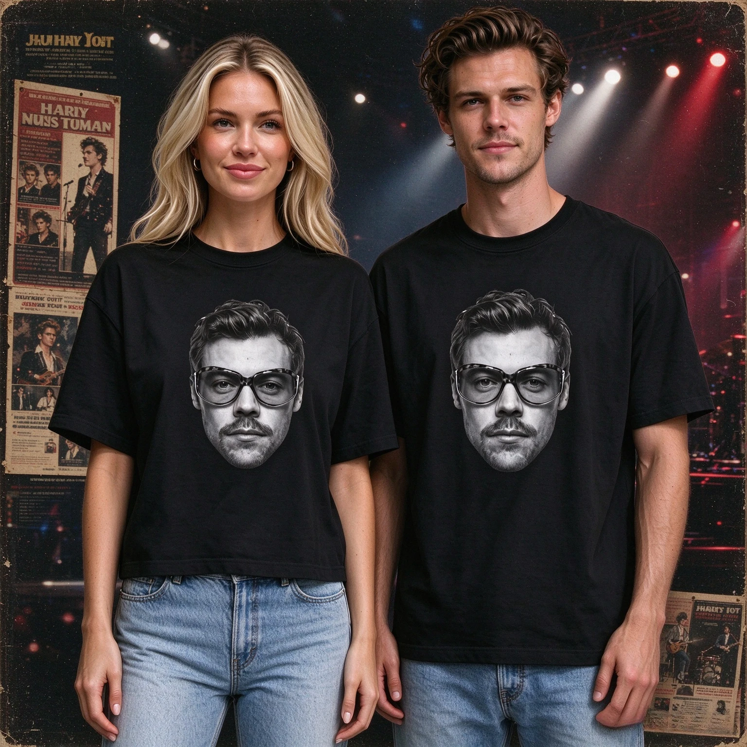 Harry Styles Glasses T-shirt, Vintage Portrait Tee, 90s Oversized Graphic Shirt, Pop Music Concert Merch, Fan Gift