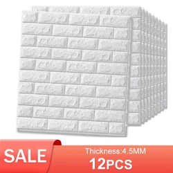 12PCS Self adhesive Waterproof TV Background Brick Wallpapers 3D Wall Sticker Living Room Wallpaper Mural Bedroom Decorative