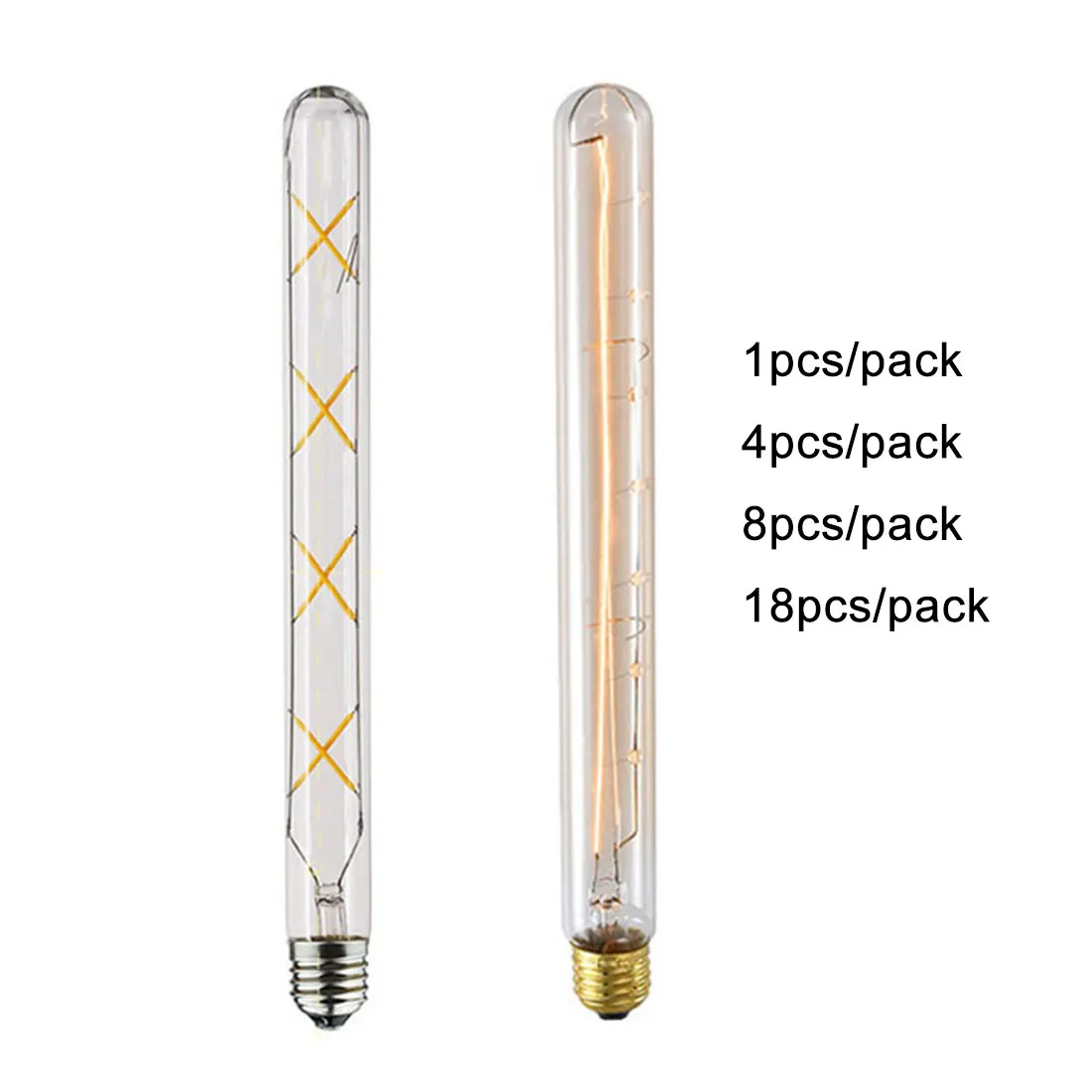 L30cm Long 4W 6W 8W LED Tube Edison Bulb Retro Lamp Vintage T300 Incandescent Tungsten Bulb Lamp Light Ampoules Decorative E27