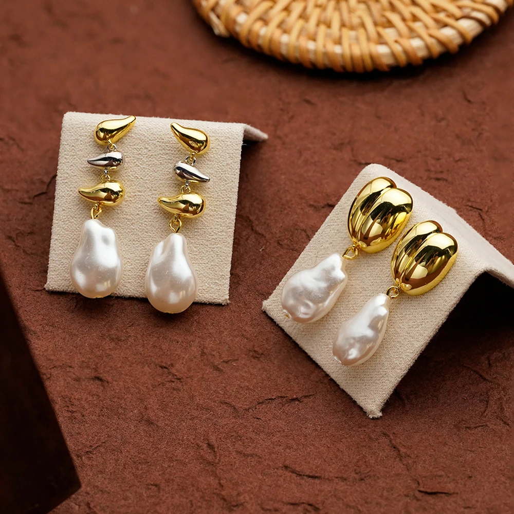 ENFASHION Aretes De Mujer Rain Drop Pearls Earrings For Women's Brass 18K Gold Plated Fashion delicate Dating Jewelry E241599