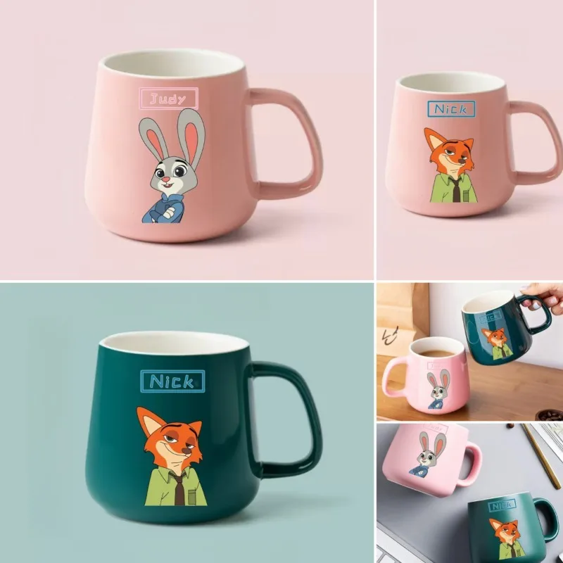 

400ML Disney Zootopia Ceramic Mugs Cute Cartoon Coffee Cups Solid Color Large Capacity Office Water Cup Drinkware Mug Accessory