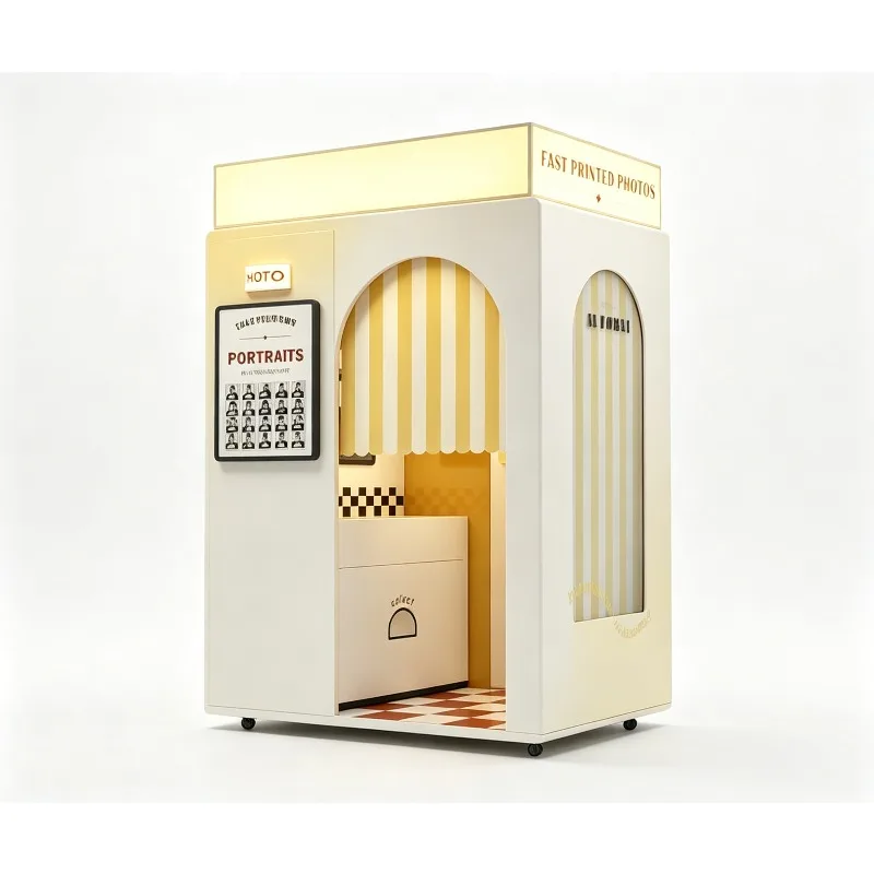 Professional Self Service Business Photo Booth Printer Booth Touch Screen Photo Booth with Camer/ Printer Business Coin-operated