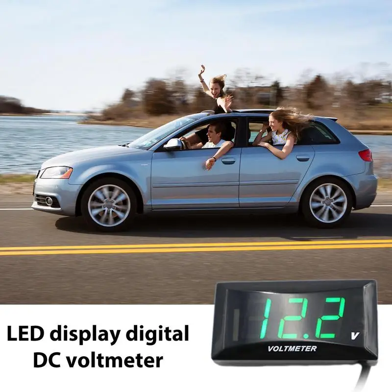 Car Voltage Meter Waterproof Car Voltmeter Display LED Display DC 12-150V Universal Car Battery Voltage Monitor Automotive