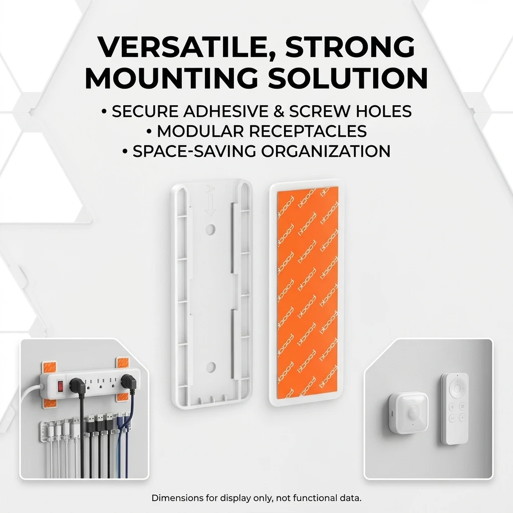 4PCS Power Strip Holder ABS Plastic Cable Organizer for Home Office Desk Management, No-Drill Wall Mount Bracket Durable