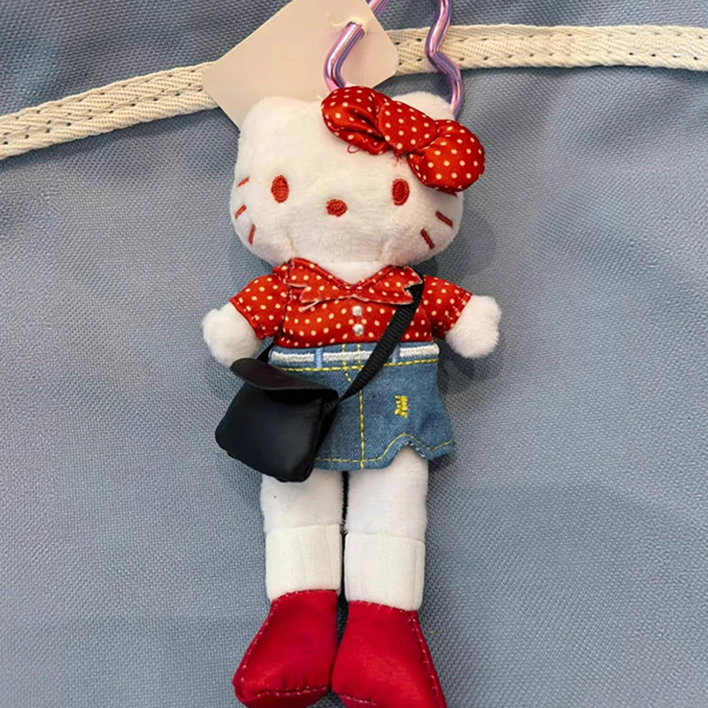 سانريوس سيقان طويلة KT القط أفخم المفاتيح لطيف مرحبا كيتي اللعب دمية قلادة أنيمي محشوة بلوشيز حقيبة العرافة قلادة كيرينغ هدية