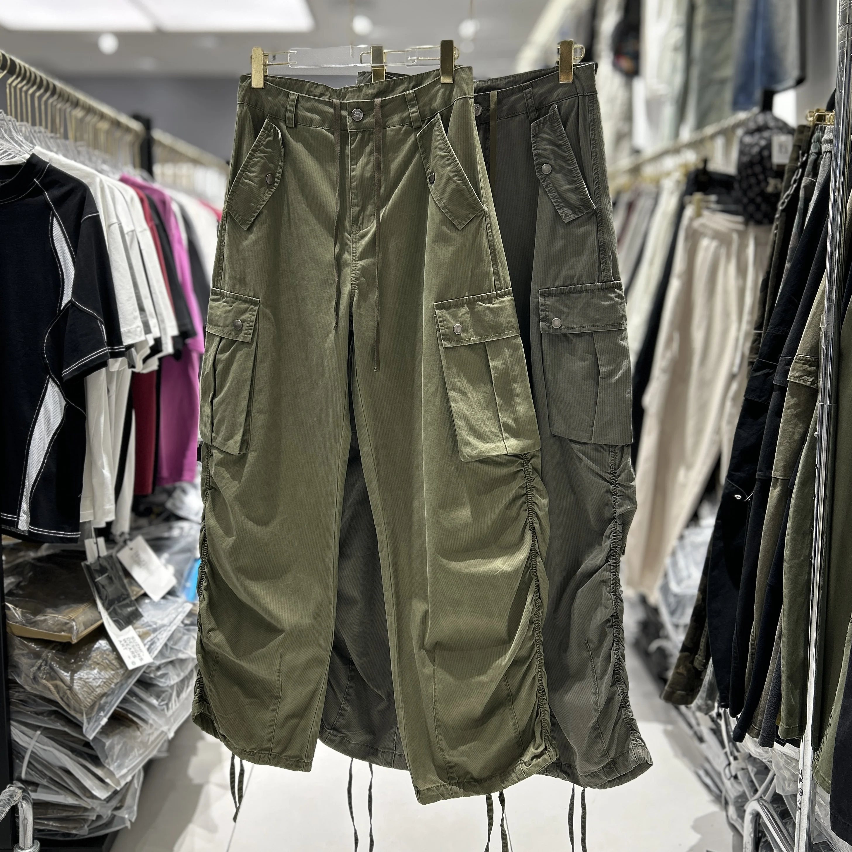 

American Sle Vintage Men's Casual Pants Autumn Campus Sle Multi-ket Workwear Loose Fit Cotton Straight Leg Trousers