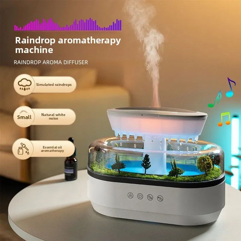 Micro landscape white noise humidification aromatherapy machine, ultrasonic lantern raindrop bedroom essential