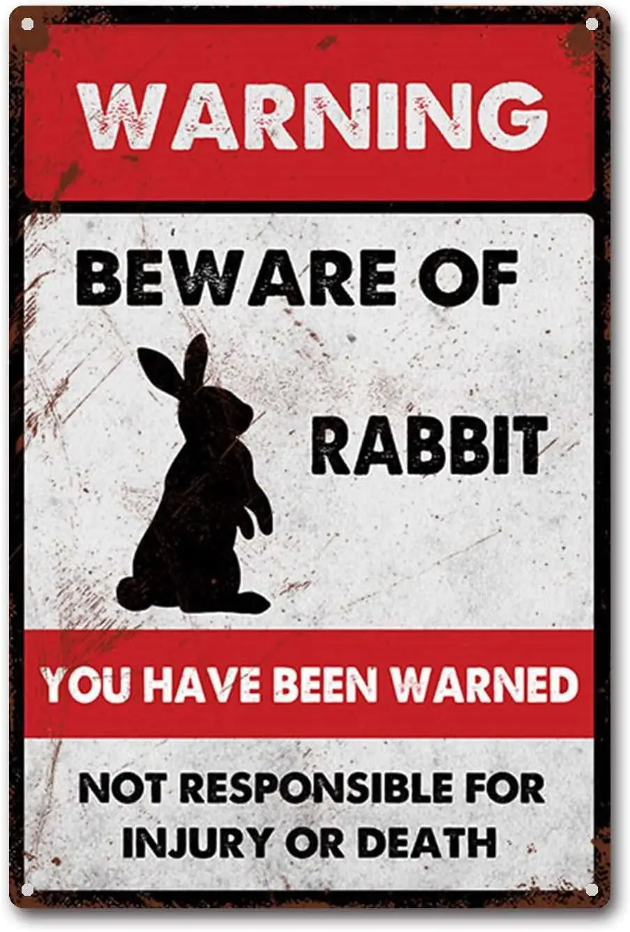 Tin Sign Beware of Rabbit Metal Tin Sign Home Bar Signs for Man Cave Coffee Wall Decor 8x12Inch Tin Sign