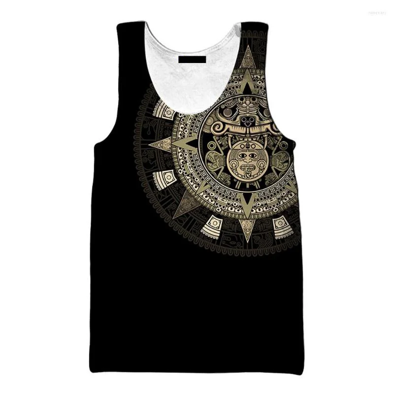 

Vintage Mexican Aztec Warrior 3D Printed Tank Top Men Streetwear Cool Tops Vest Summer Casual Breathable Sleeveless Tees Clothes