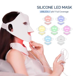 Foreverlily Face Neck Silicone LED Mask 7 Colors LED Light Photon Therapy 3D Flexible Facial Beauty Mask Skin Brighten Skin Care