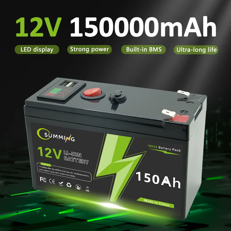 

LiFePO4 12V 150Ah Battery Built-in Protection BMS,5000+Cycles,Fit for Solar Energy Systems,RV/Camper Vans,Marine Boats