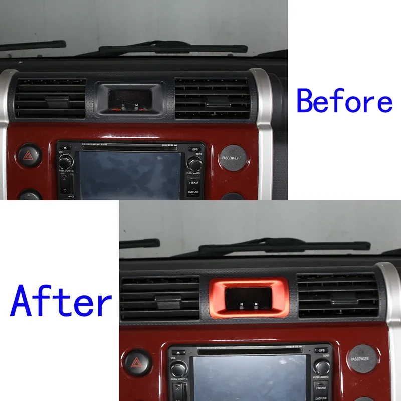 

For 2007-2021 Toyota FJ Cruiser Aluminum Alloy Red Car Central Control Clock Decorative Frame Cover Sticker Car Interior Parts