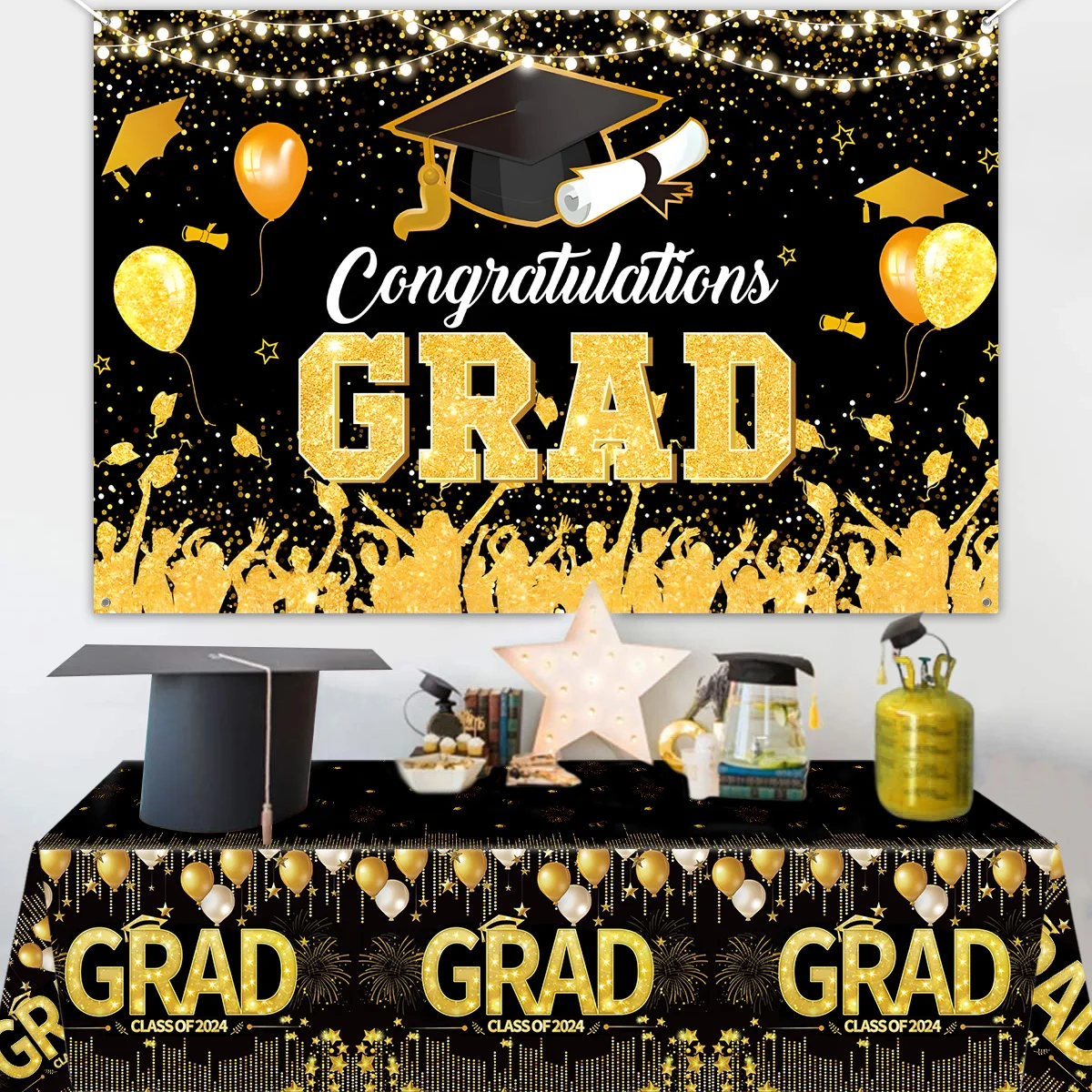 

Graduation Backdrop Tablecloth for Photography Class of 2024 Congrats Grad Prom Party Background Congratulations Graduates Decor