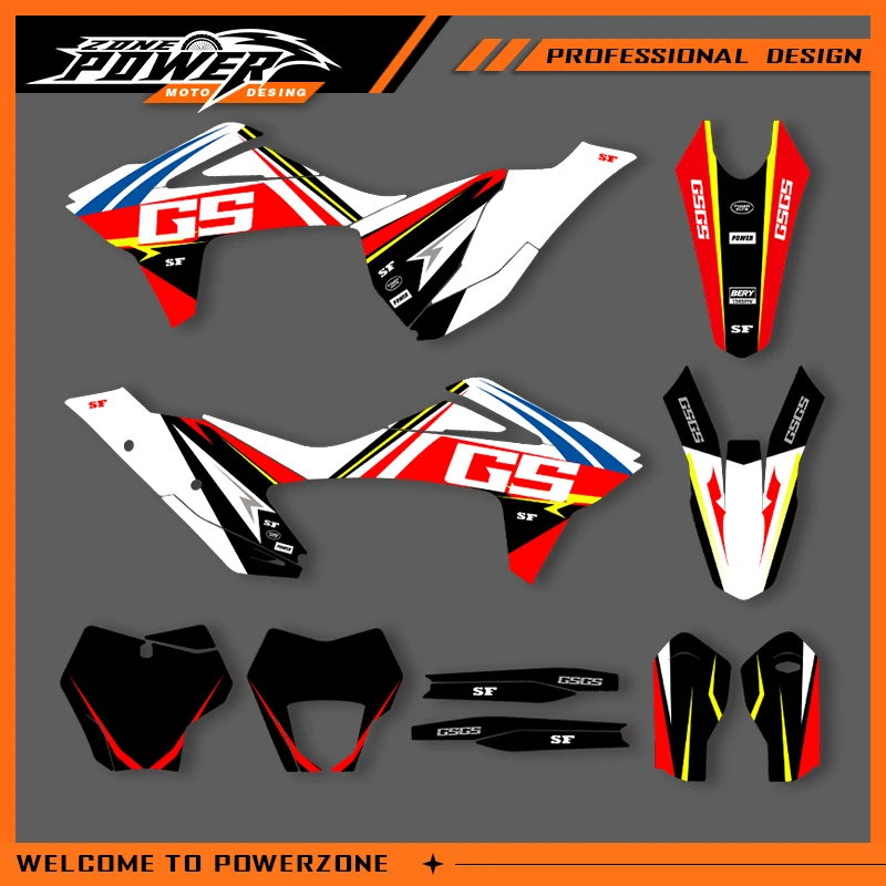 

POWERZONE мотокросс команда графический фон наклейки наборы наклеек для GASGAS 2021 2022 2023 EC 200 250 300 индивидуальный номер 05