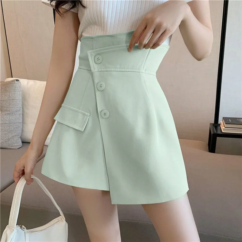 Shorts Vrouwen Onregelmatige Hoge Taille Casual Zomer Nieuwe Collectie Fashion Koreaanse Stijl Temperament Office Lady Wijde Pijpen Broek Losse