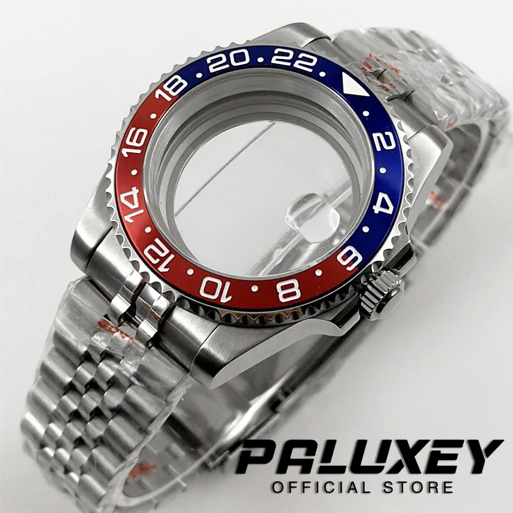 NH35 40 مللي متر غواص مقاوم للماء GMT فحم الكوك الحافة ل NH34 NH35 NH36 NH38 ETA2824 حركة الياقوت ساعة زجاجية حافظة الإنزلاق قفل المشبك