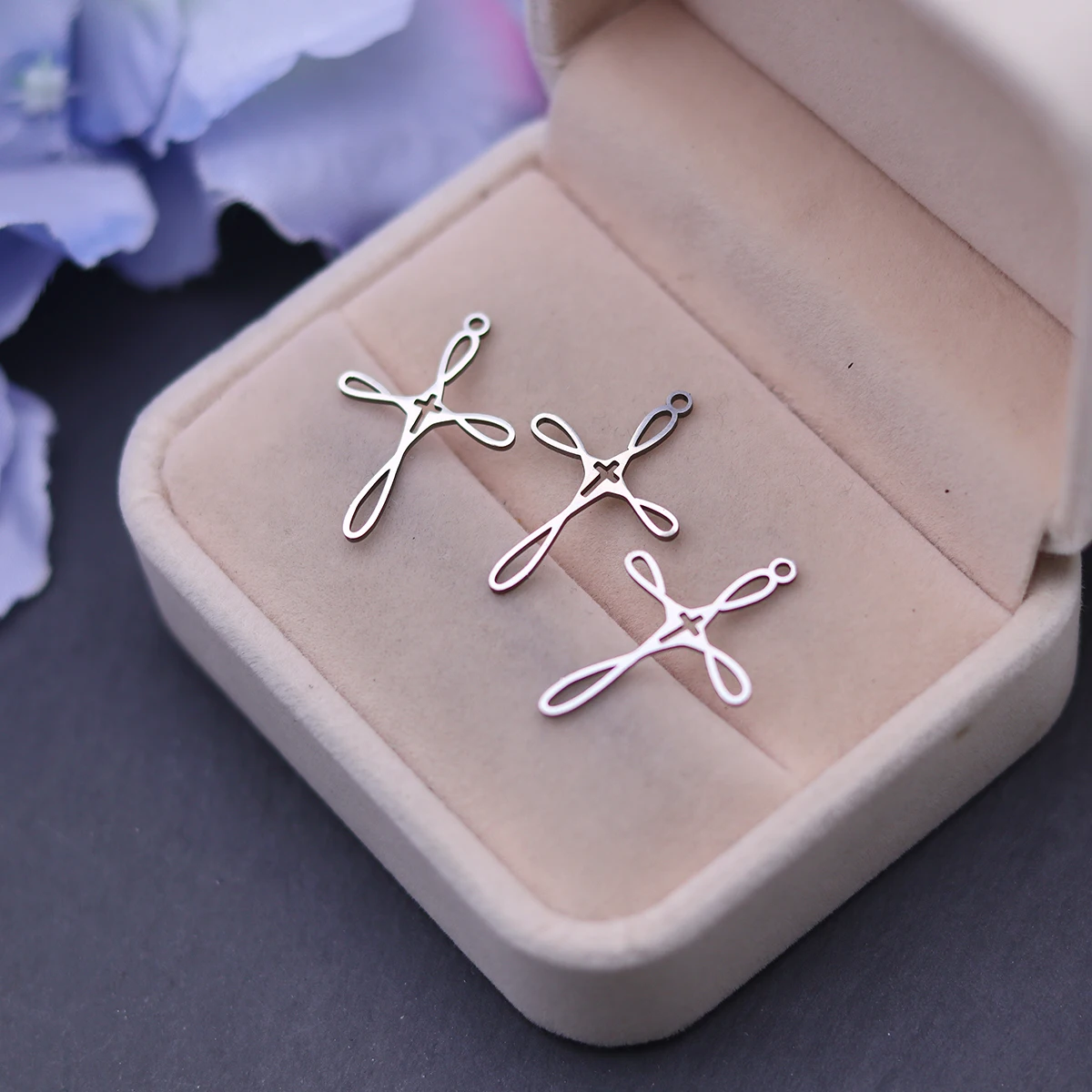 3pcs Gothic Cross Arrow DIY Charms Fit Tassels Earring Jewelry Making Stainless Steel Pendant Star Wings Heart Moon Accessories