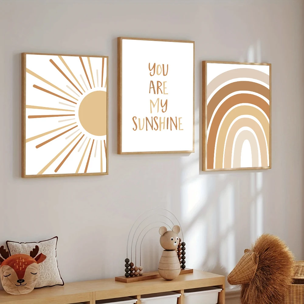 

You Are My Sunshine Quote Rainbow Boho Posters And Prints Canvas Painting Nursery Sun Wall Art Picture Baby Kids Room Decoration