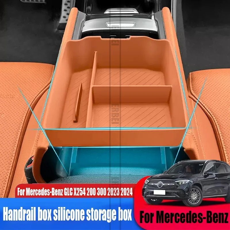 For Mercedes-Benz GLC X254 200 300 2023 2024 handrail box silicone storage box car interior decoration supplies