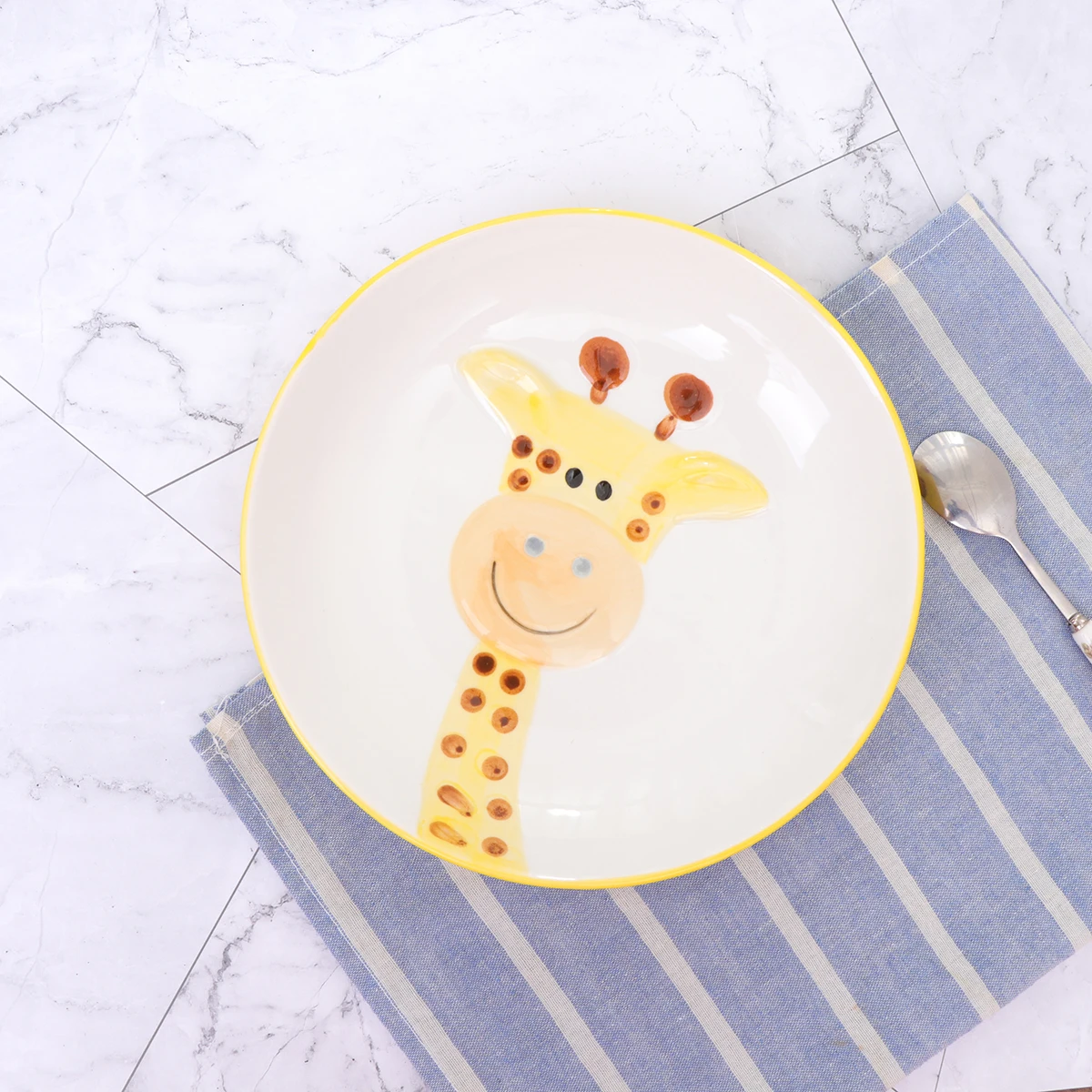 

Ceramic Tableware Giraffe Pattern Porcelain Plate Feeding Dish Cartoon Animal Design Easy Clean Modern Elegant