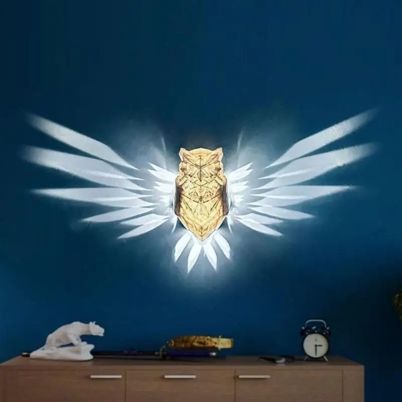 Wall Lamp Owl Eagle Shape Projector Modern Creative Atmosphere Sconce Light 3D Print Body Animal Lighting Lustre Halloween Xmas